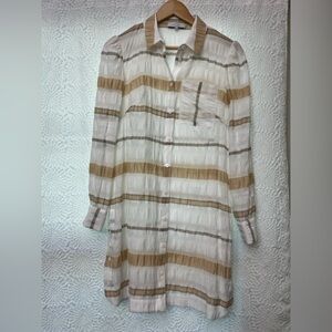 Pearl Lela Rose Dress Tunic Size XS Swim Cover No Lining Summer White Taupe EUC